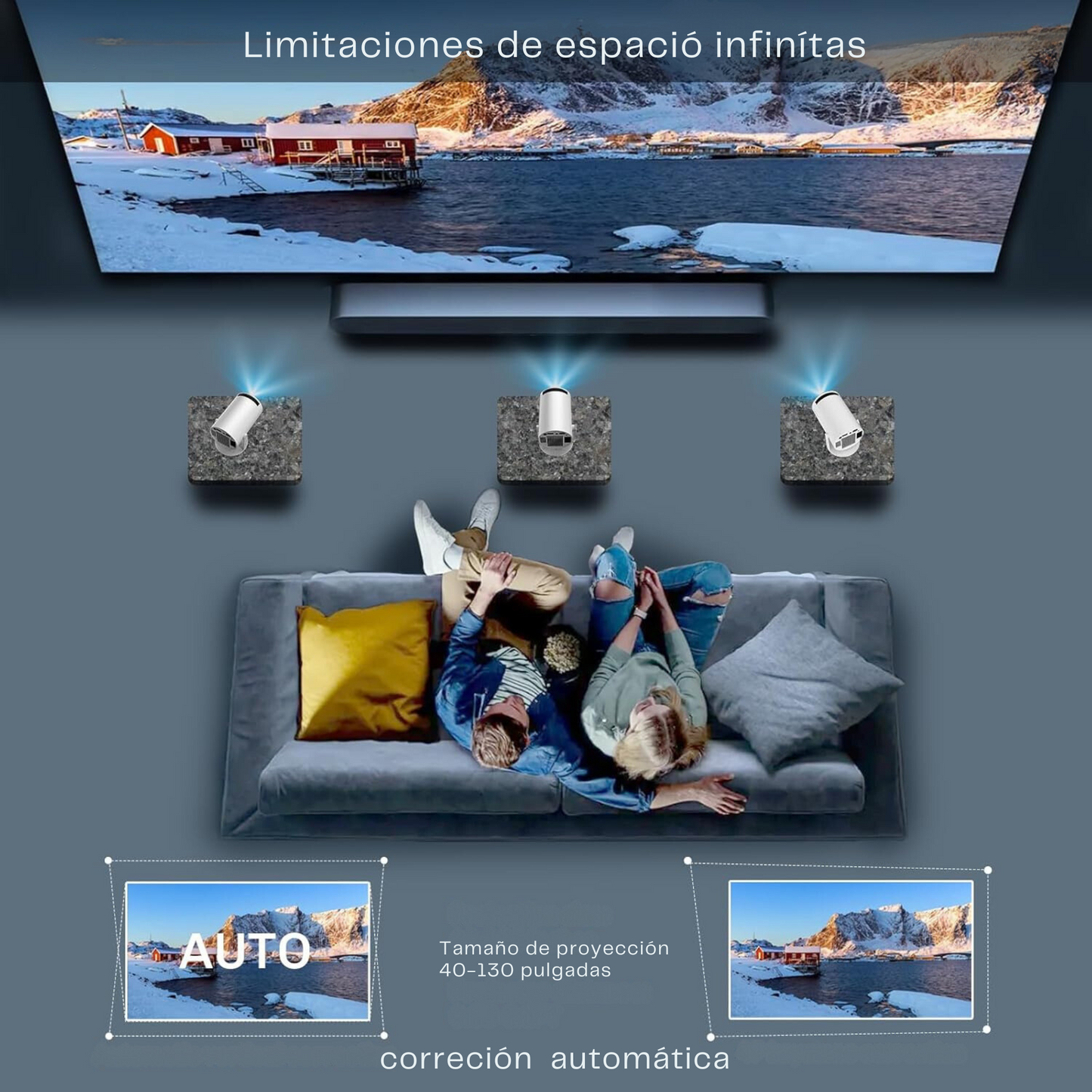 Mini Projector 4K, 1080P 1280*720P Full HD, Android 6.0, Bluetooth 5